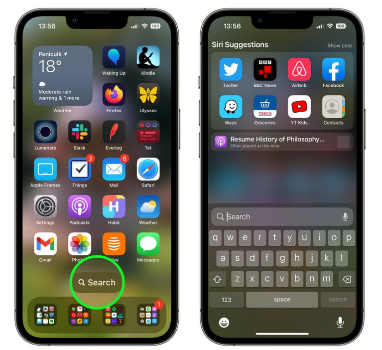 弥渡苹果手机维修分享升级到 iOS 16 后，如何删除主屏幕上的搜索按钮 